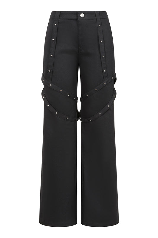 Banned Esmeray Star Studded Harness Trousers in Black