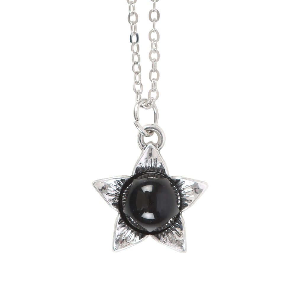 Gothic Gifts Deadly Nightshade Necklace with Black Obsidian on Greeting Card