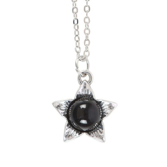 Gothic Gifts Deadly Nightshade Necklace with Black Obsidian on Greeting Card