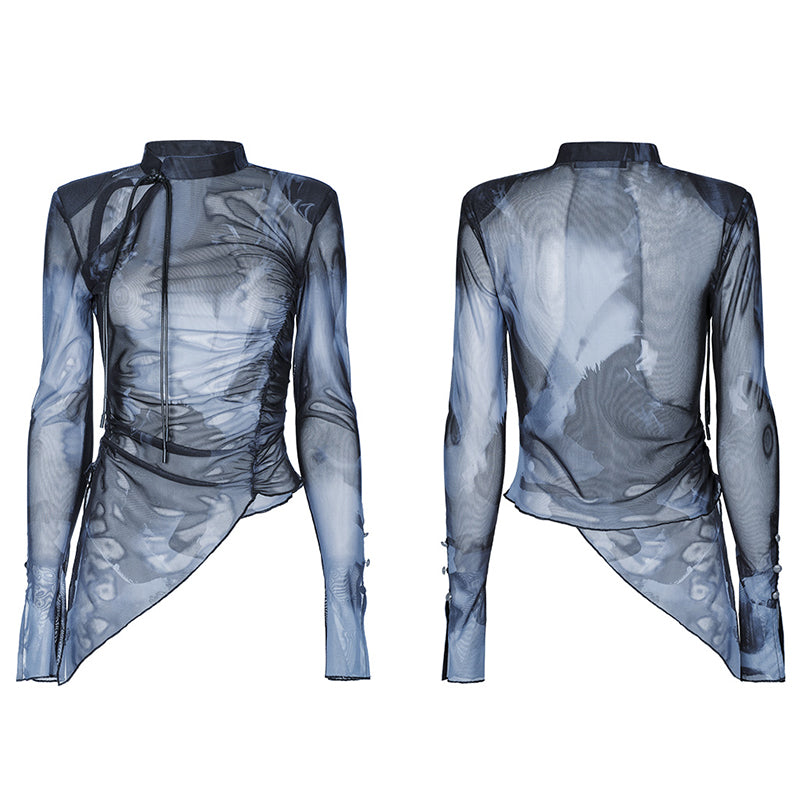 Punk Rave Verity Long Sleeved Top - Grey - Kate's Clothing
