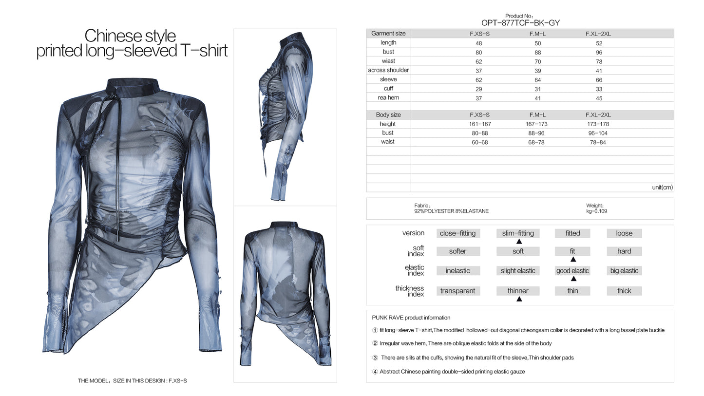 Punk Rave Verity Long Sleeved Top - Grey - Kate's Clothing
