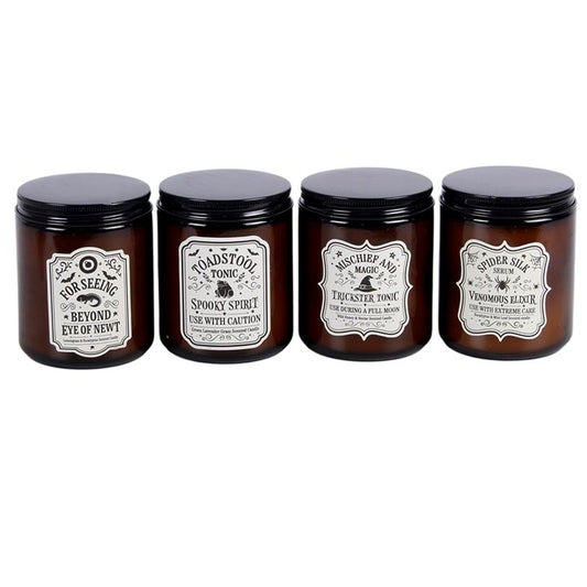 Gothic Gifts Set of 4 Witch's Apothecary Amber Jar Candles, view 2