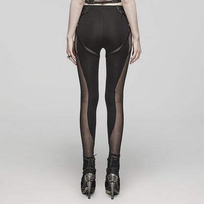 Punk Rave Tyche Mesh and O-ring Leggings - Kate's Clothing