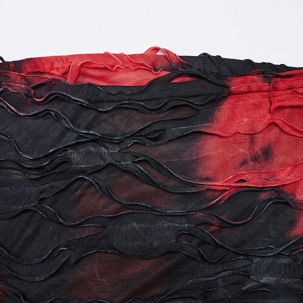 Punk Rave Ebril Red and Black Distressed Look Maxi Dress - Kate's Clothing