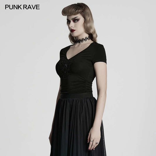 Punk Rave Armida V-neck T-shirt - Kate's Clothing