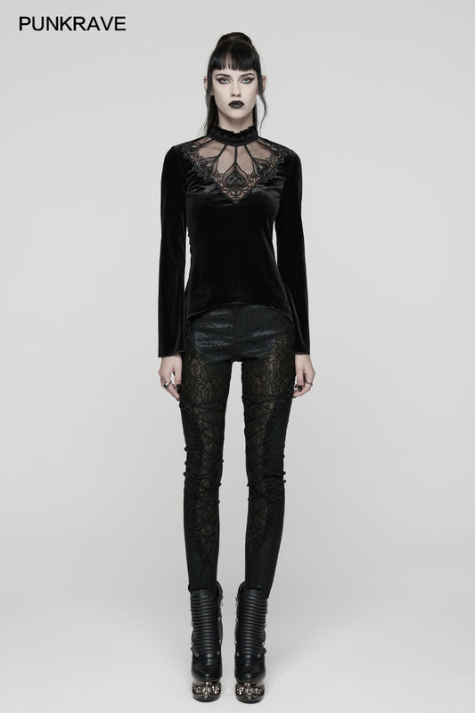 Punk Rave Belladonna Demon’s Hand Velvet T-Shirt in Red