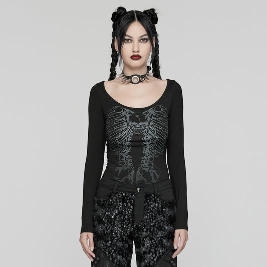 Punk Rave Anatolia Backbone Chain Long Sleeve Top - Kate's Clothing