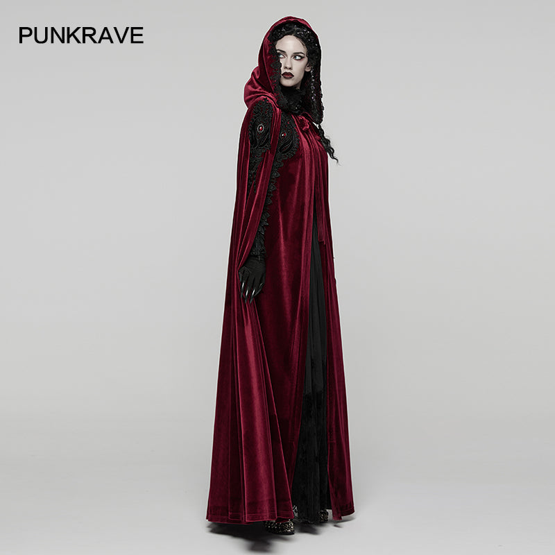 Punk Rave Seraphiel Goth Velvet Cloak – Red