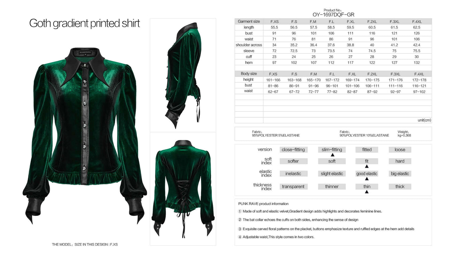 Punk Rave Fawn Gradient Printed Shirt in Green - Kate's Clothing