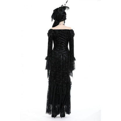 Dark In Love Zathura Off The Shoulder Lace Maxi Dress - Kate's Clothing