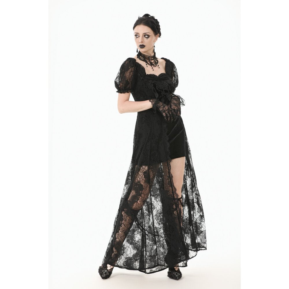 Dark in Love Morwenna Lace Gothic Maxi Dress in Black