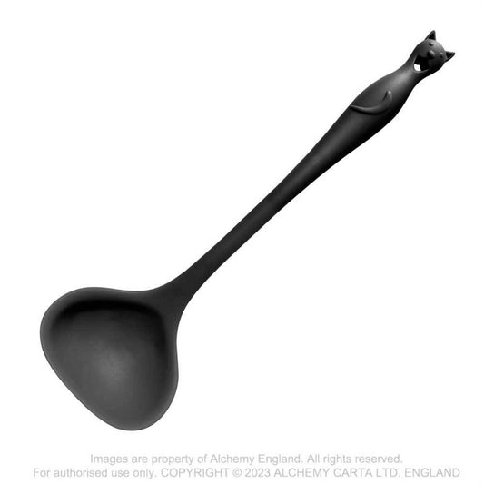 Alchemy Gothic black cat handle silicone ladle heat resistant gothic kitchen utensil