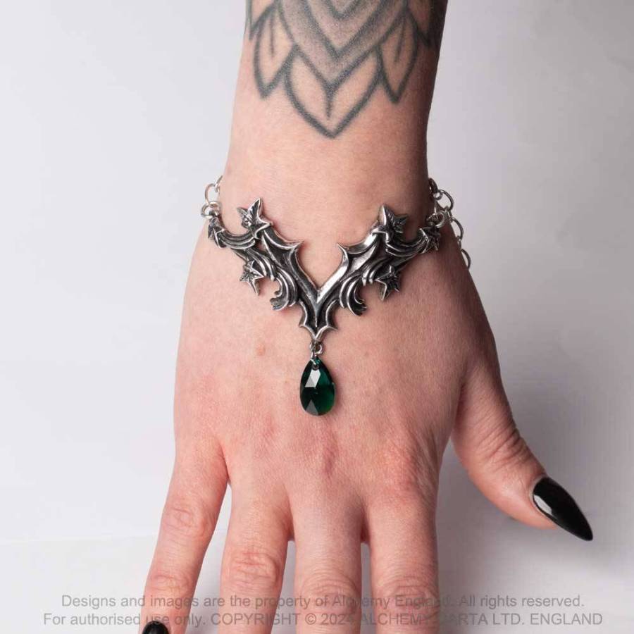 Churchyard Bracelet - Alchemy Gothic Ivy Green Crystal | Kate's
