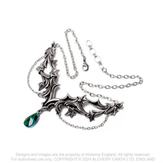 Alchemy Gothic Churchyard ivy leaf necklace pendant chain and crystal detail gothic jewellery