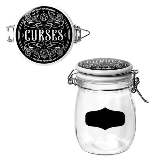 Alchemy Gothic Curses jar gothic coffee storage glass jar with ceramic lid