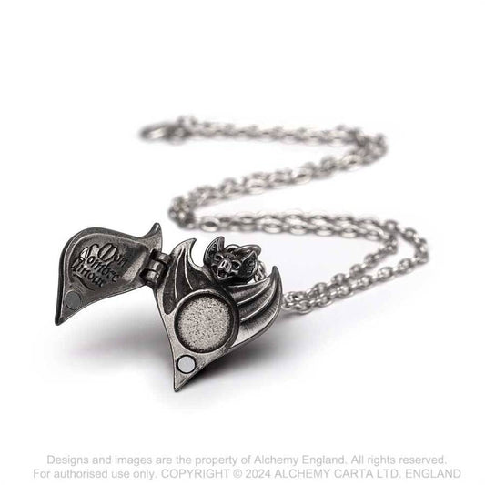 Alchemy Gothic Darken Heart pewter locket necklace bat wing heart gothic pendant