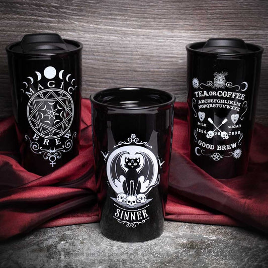 Alchemy Gothic Magic Brew ceramic travel mugs gothic occult design insulated cups