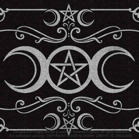 Alchemy Gothic triple moon rug pentagram and moon phases pagan design detail