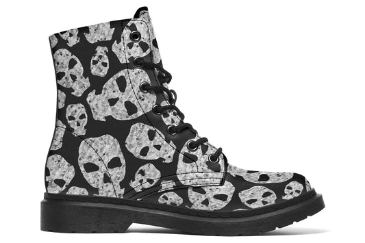 Inside view of left boot with skull design