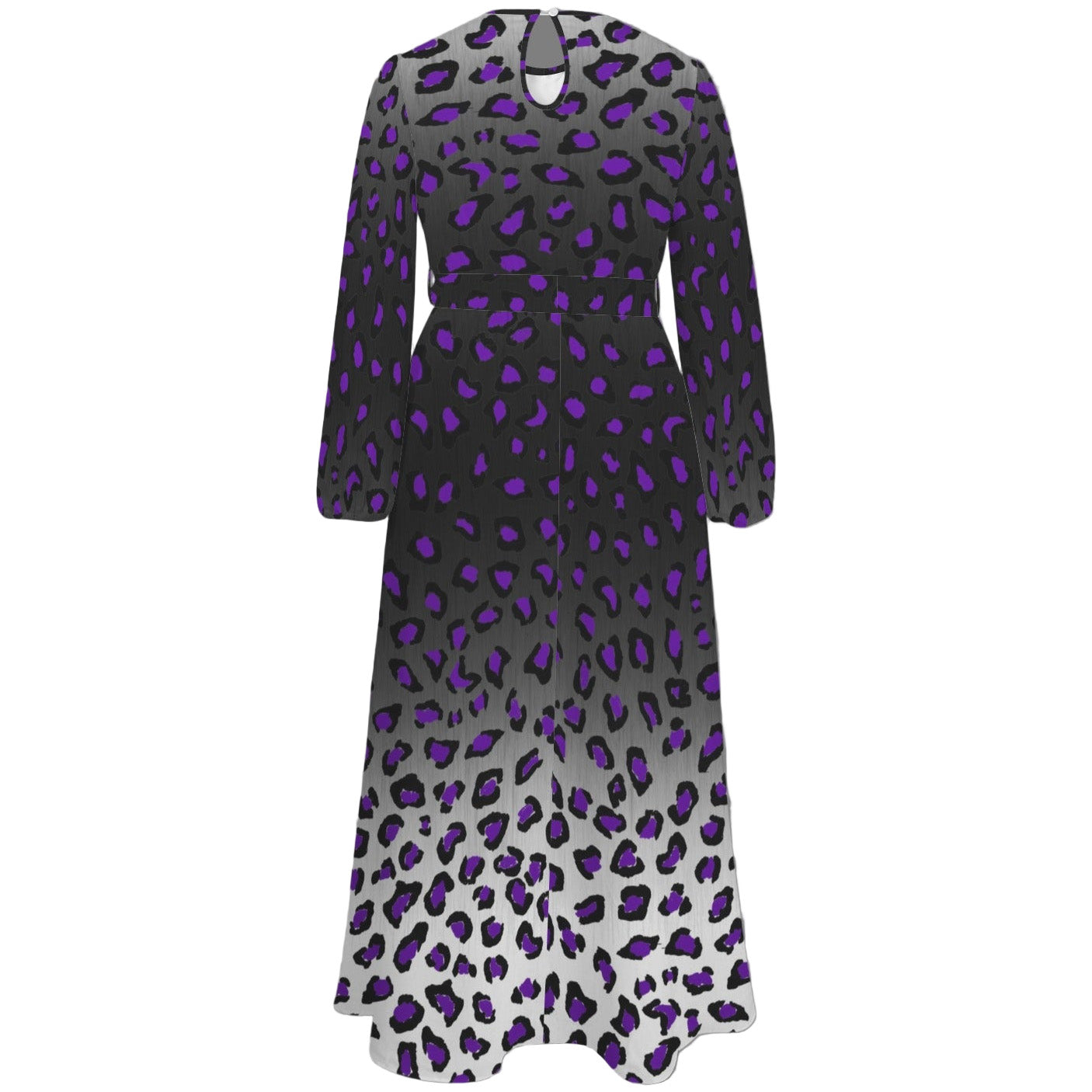 Dress with purple leopard print on a white background