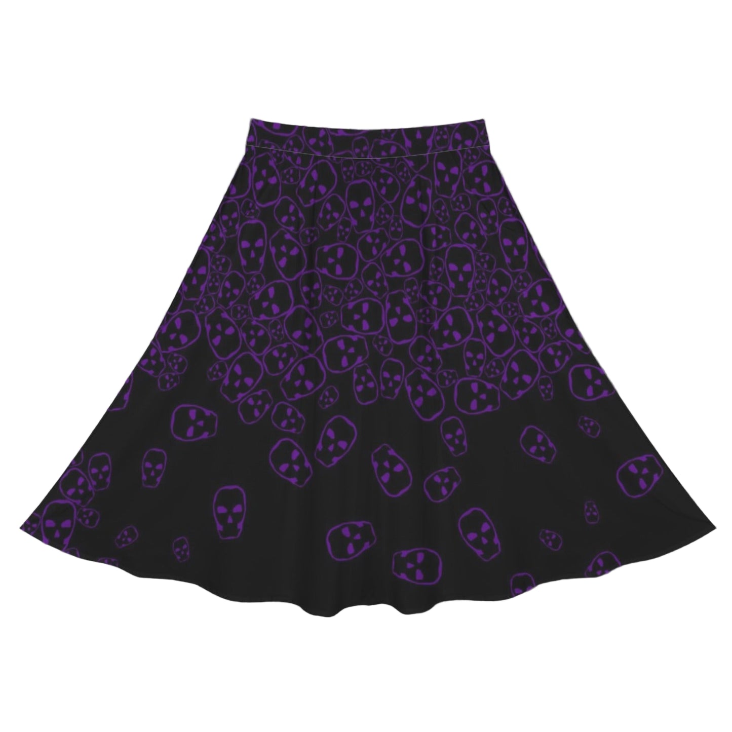 Alternative fashion purple skull print skirt with pockets
