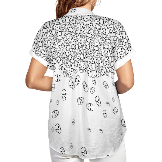 ANTIBrand short sleeve shirt with black skulls on white