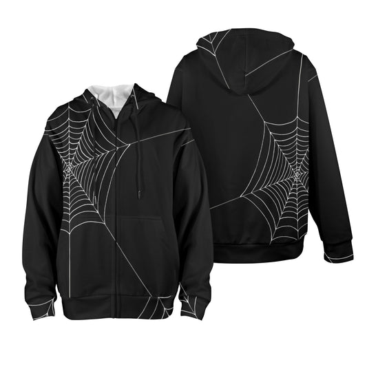 ANTIBrand fleece-lined zip hoodie with spiderweb print