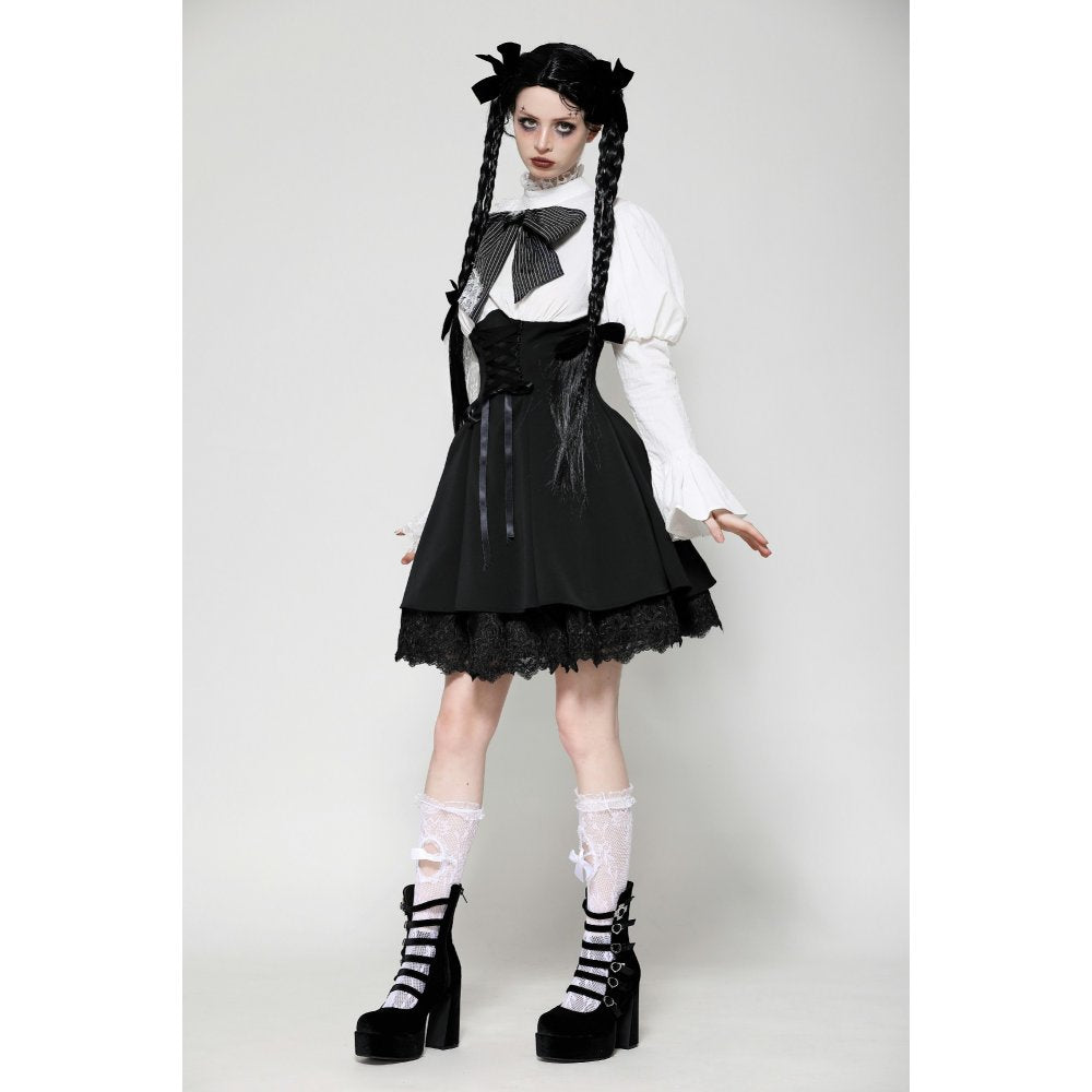 Dark in Love Aella Frozen Shoulder Effect Black and White Dress - Kate's Clothing
