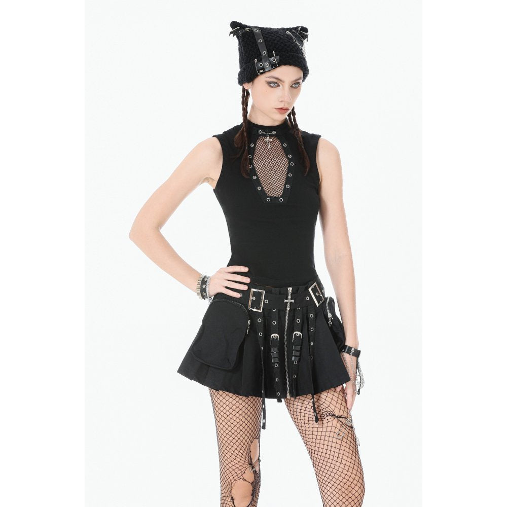 Dark in Love Alternative Fashion Punk Coffin Mesh Panel Top
