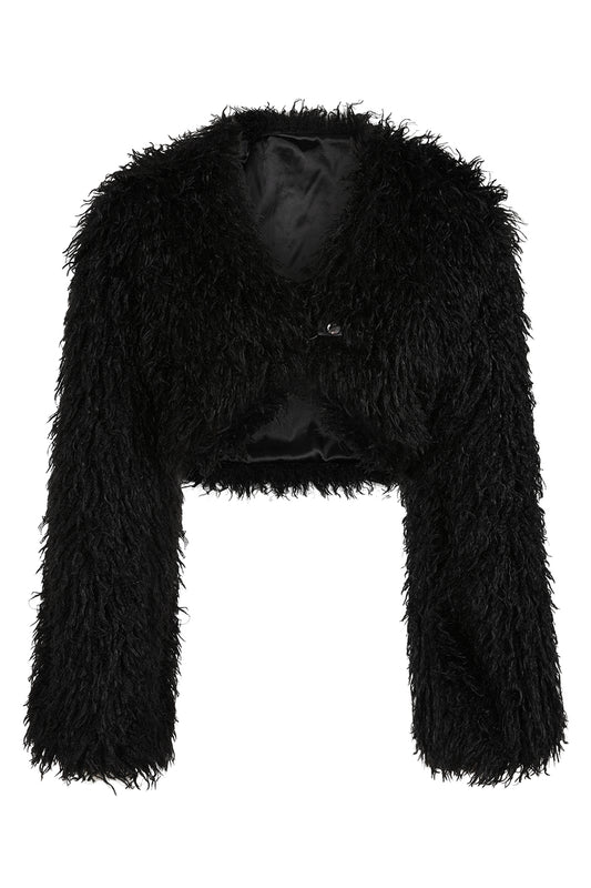 Banned Zafira goth faux fur jacket front view