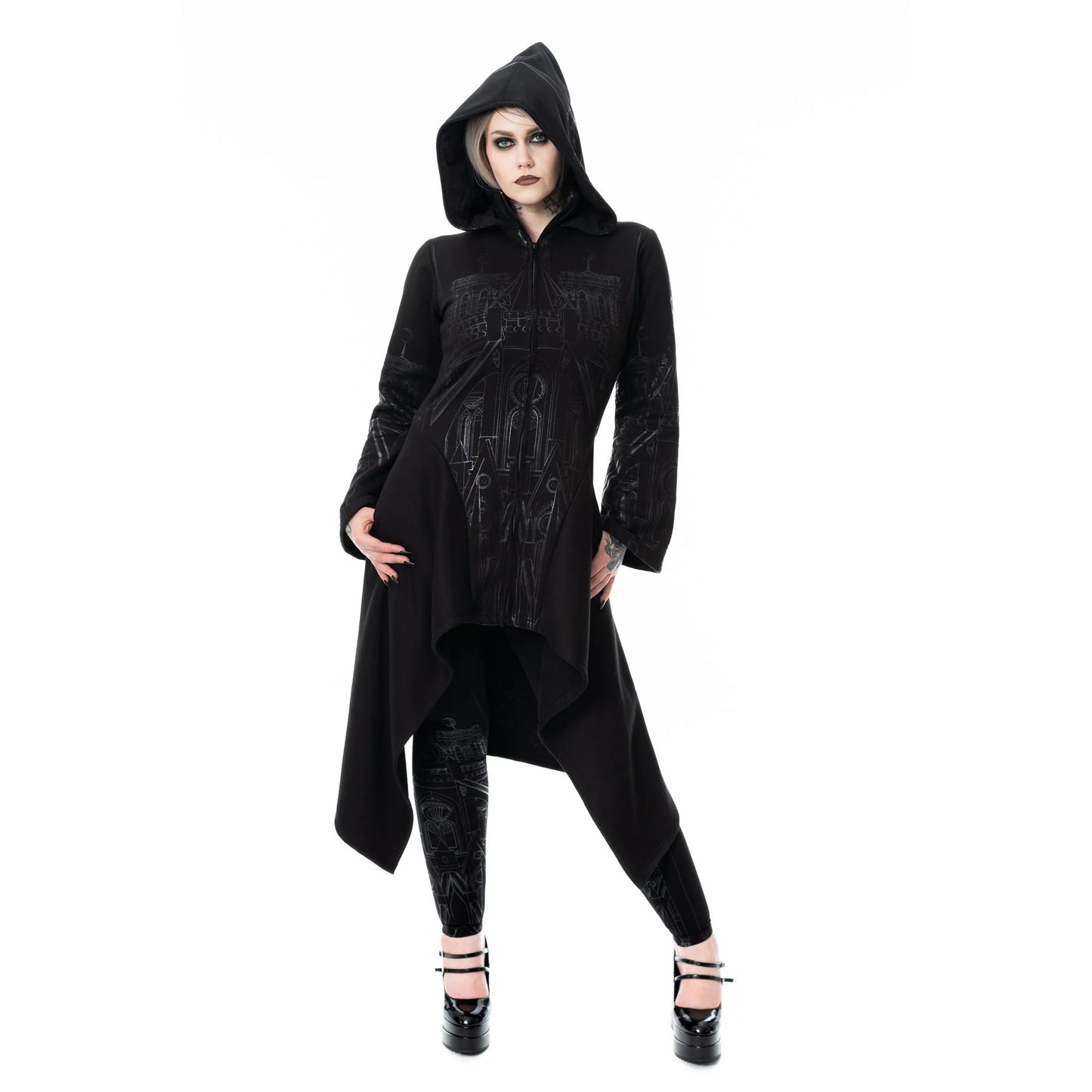 Vixxen Basilica Cathedral Style Printed Zip Up Hoodie