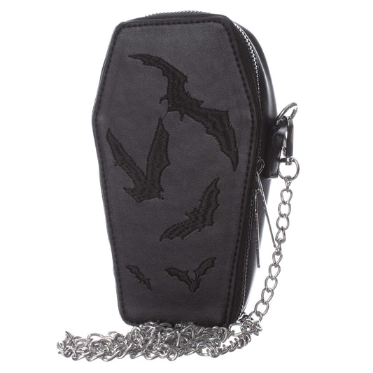 Heartless Embroidered Black Bat Mini Coffin Bag - Kate's Clothing