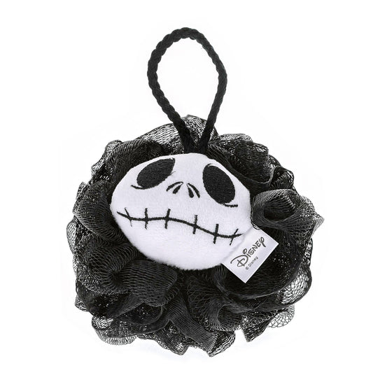 Jack Skellington body puff, close-up of the black mesh puff with a hanging loop