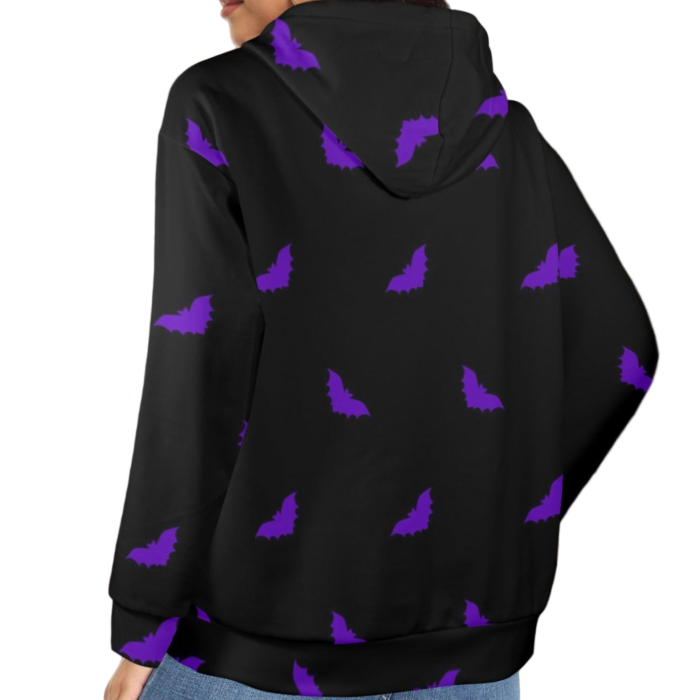 ANTIBrand fleece-lined zip hoodie with purple bats print