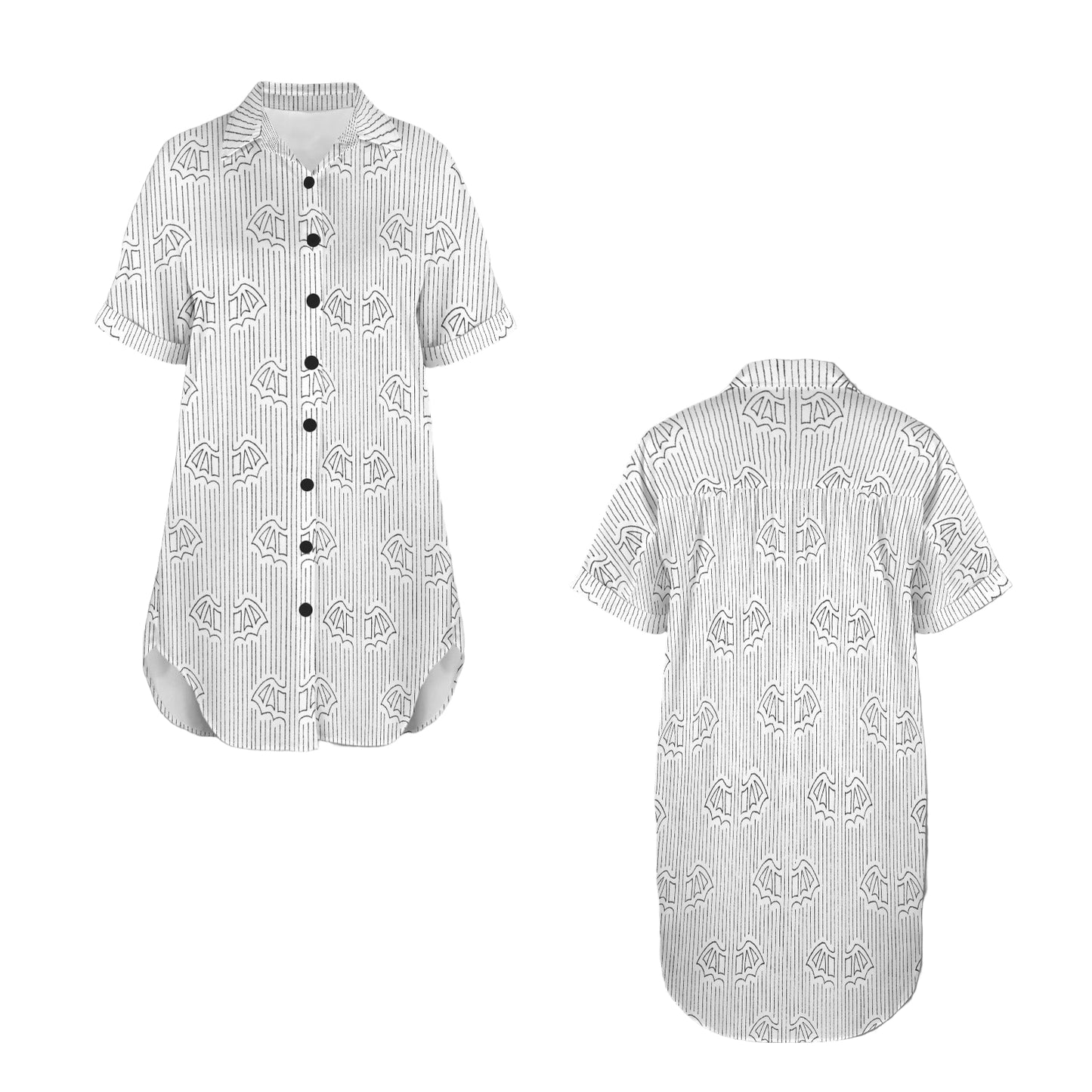 Batwing Pinstripes Shirt Dress