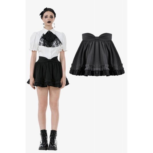 Dark in Love Lolita-Inspired Ruffled Mini Skirt in Black