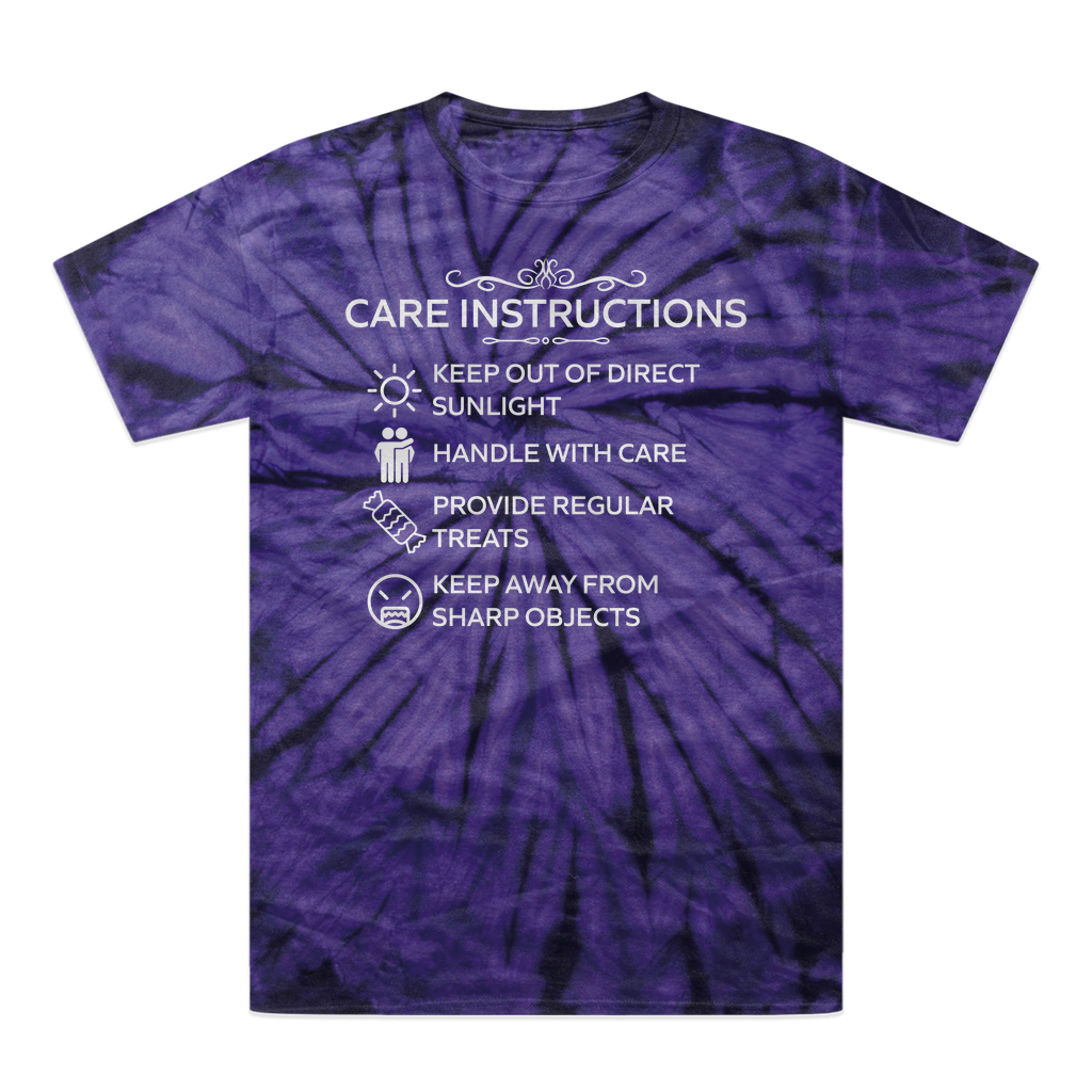 Tonal spider tie-dye t-shirt with white print Care Instructions design