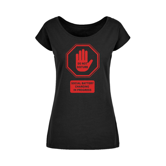 Do Not Disturb - Red Print Wide Neck Womens T-Shirt