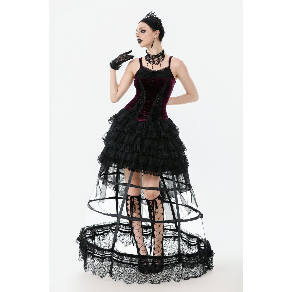 Dark in Love Serilda Velvet Lace Corset Top in Wine Red