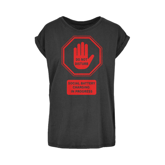 Do Not Disturb - Red Print Women's Extended Shoulder T-Shirt XS-5XL