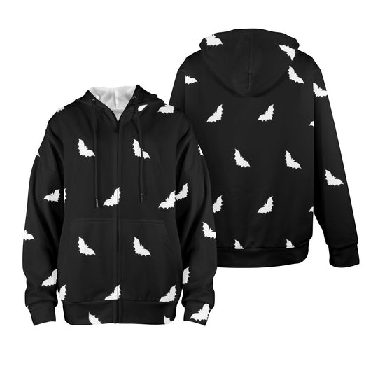 ANTIBrand fleece-lined zip hoodie with white bats print