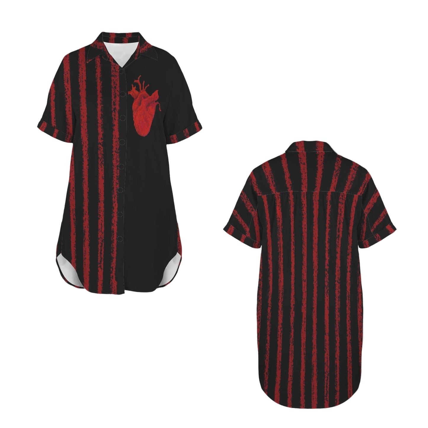 ANTIBrand Take My Heart shirt dress with heart motif and red stripes