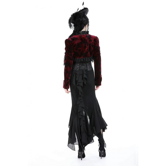 Dark in Love Izora fishtail skirt model back view gothic long skirt