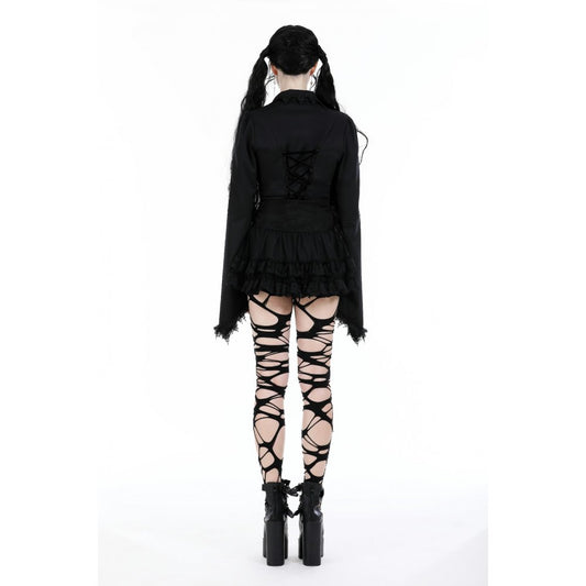 Dark in Love Wren mini skirt gothic black lace mini skirt with demon and angel wing charm