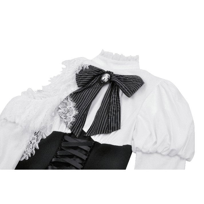 Dark in Love Aella Frozen Shoulder Effect Black and White Dress - Kate's Clothing