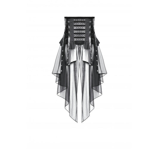 Dark in Love Draven Layered Mesh & Faux Leather Waist Cincher Skirt