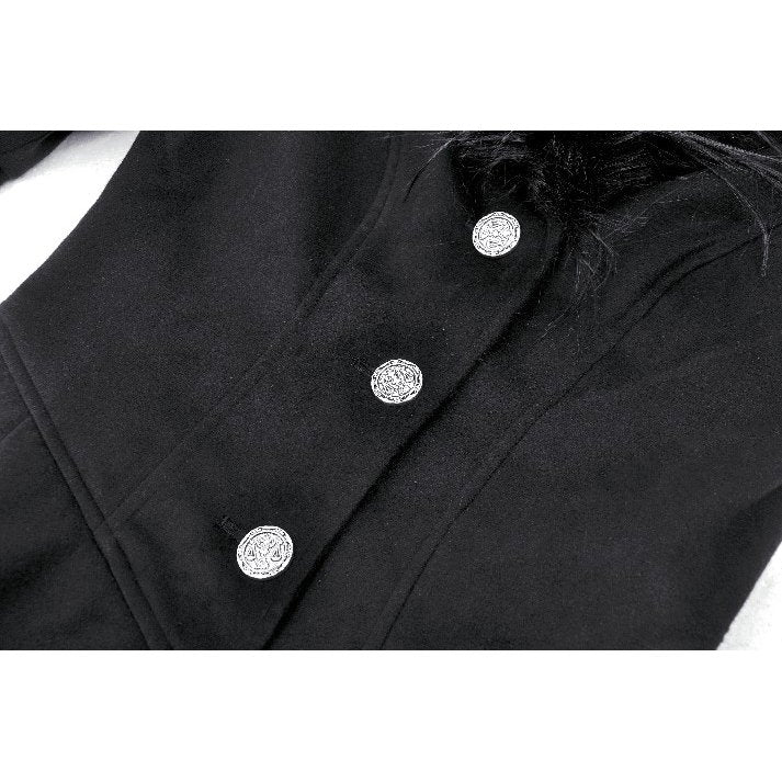 Dark in Love Eira Lace and Faux Fur Trimmed Hooded Coat - Kate's Clothing