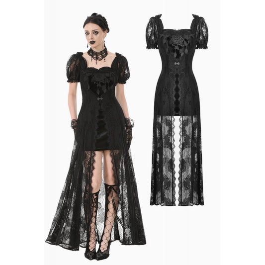 Dark in Love Morwenna Lace Gothic Maxi Dress in Black
