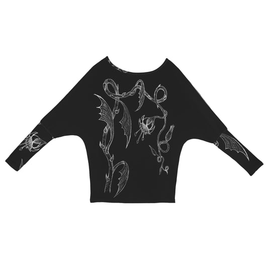 ANTIBrand Soul Flower batwing sweater with hand-drawn gothic floral artwork