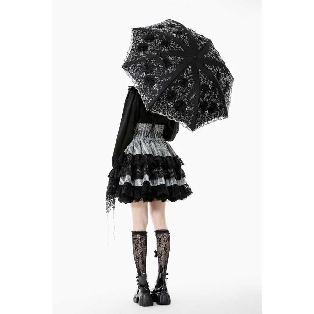 Dark in Love Belladonna Embroidered Folding Parasol